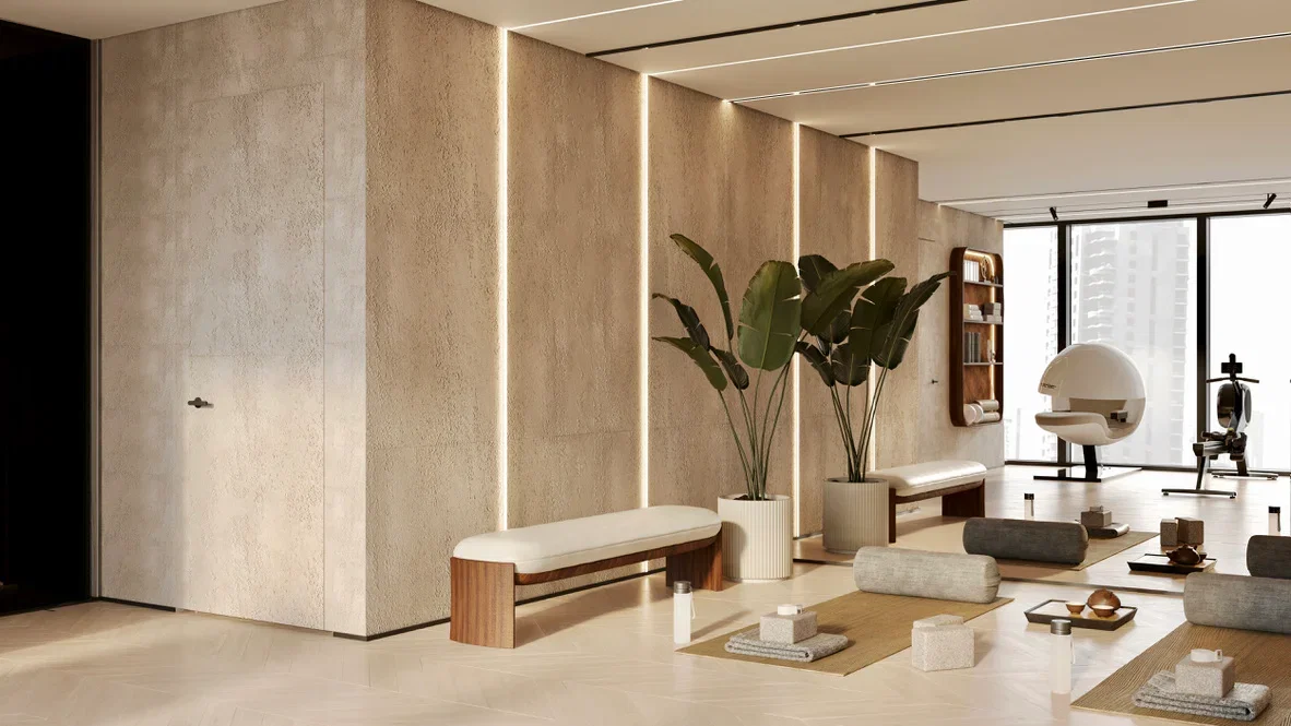 Design render: wellness room, IMI at One Za'abeel, Dubai