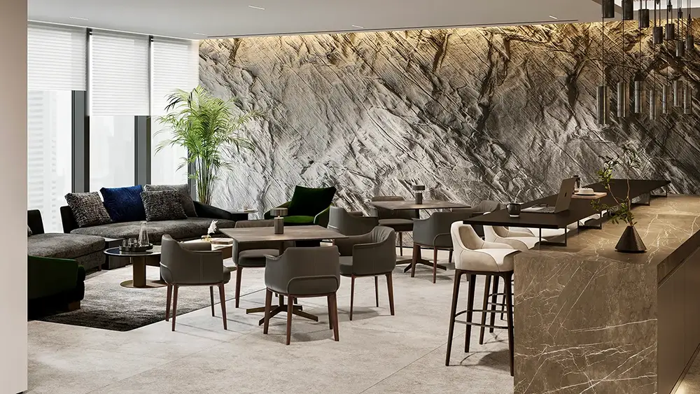 Design render: social lounge, IMI at One Za'abeel, Dubai