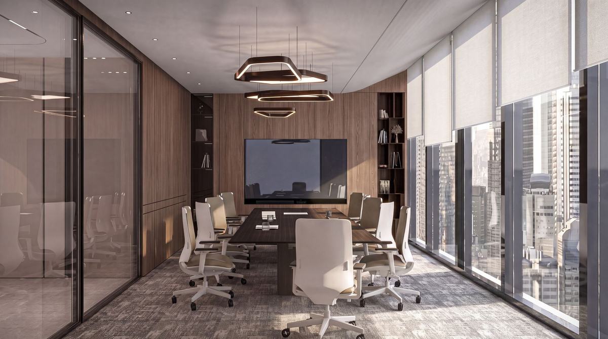 Render of the Opus Tower office by Fajr Interiors: boardroom