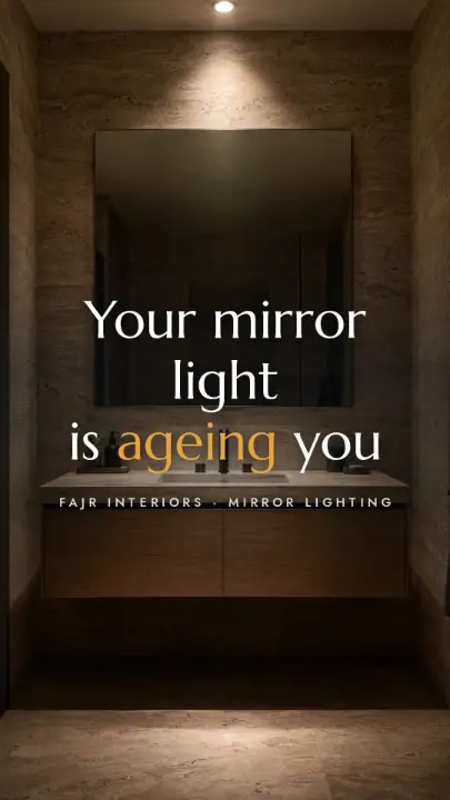 Bathroom vanity mirror with integrated lighting, from a Fajr Interiors reel