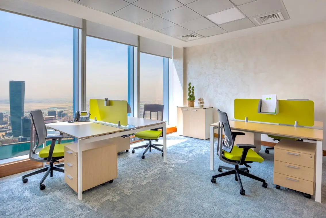 Open-plan workstations in the Serene office, Vision Tower, Dubai