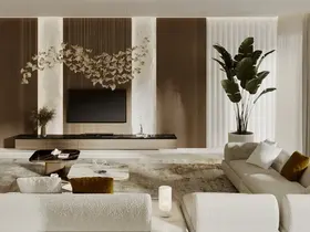 Delivered villa living room by Fajr Interiors, handover stage
