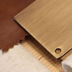 Brushed brass sample plate, from the studio sample board