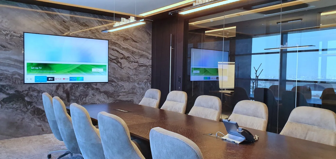Boardroom delivered by Fajr Interiors for AlSubeai Investments, Jeddah