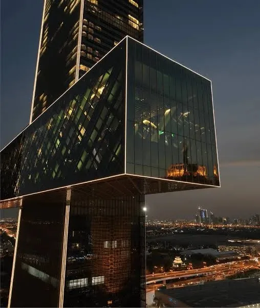 One Za’abeel tower in Dubai at night