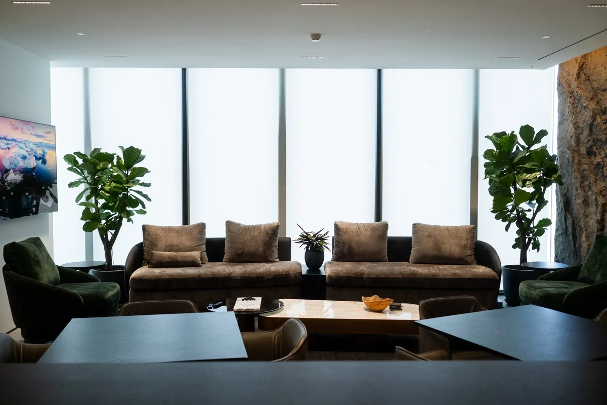 Photograph: the IMI sitting area by the window after handover, One Za’abeel, Dubai