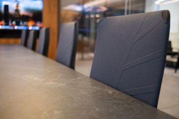 Photograph: boardroom chair, detail, the IMI at One Za'abeel office fitout by Fajr Interiors