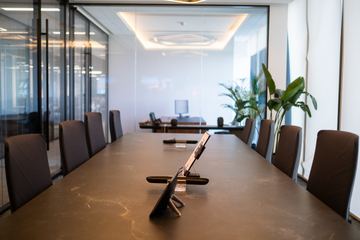 Photograph: the boardroom, the IMI at One Za'abeel office fitout by Fajr Interiors