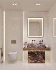 Render: washbasin and wc, the interior design by Fajr Interiors for Cluster 39, Villa 1, Jumeirah Islands
