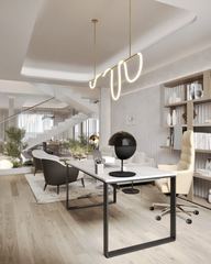 Render: the study, the interior design by Fajr Interiors for Cluster 39, Villa 1, Jumeirah Islands