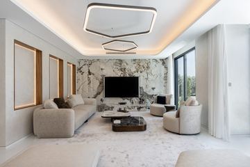Photograph: the living room, the finished villa, Cluster 39, Villa 1, Jumeirah Islands, by Fajr Interiors