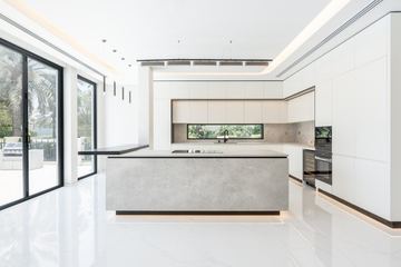 Photograph: the kitchen, the finished villa, Cluster 39, Villa 1, Jumeirah Islands, by Fajr Interiors