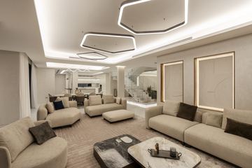 Photograph: the living room, the finished villa, Cluster 39, Villa 1, Jumeirah Islands, by Fajr Interiors
