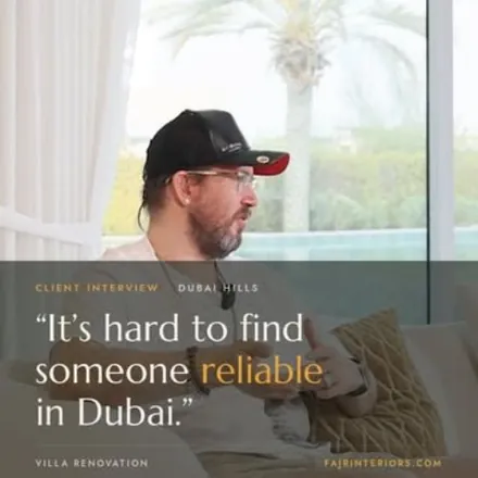 Villa owner interviewed at home in Dubai Hills